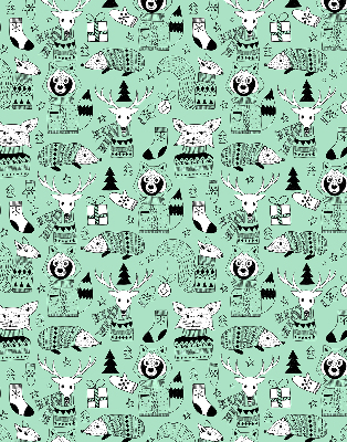 Roller blind for large window Winter animals