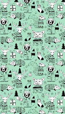Roller blind for large window winter animals print