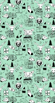 Roller blind for large window winter animals print