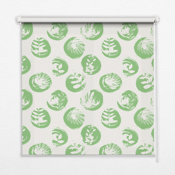 Fabric roller blind Plants reflected on green circles