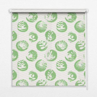 Fabric roller blind Plants reflected on green circles