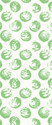 Fabric roller blind Plants reflected on green circles