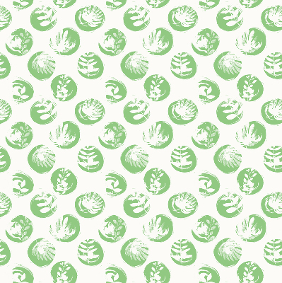 Fabric roller blind Plants reflected on green circles