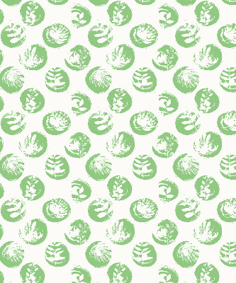 Fabric roller blind Plants reflected on green circles