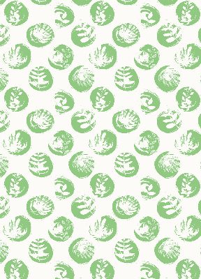 Fabric roller blind Plants reflected on green circles