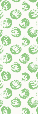 Fabric roller blind Plants reflected on green circles