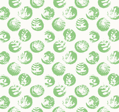 Fabric roller blind Plants reflected on green circles