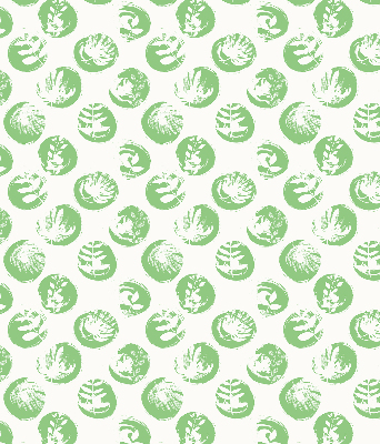 Fabric roller blind Plants reflected on green circles