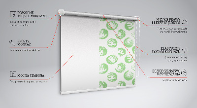 Fabric roller blind Plants reflected on green circles