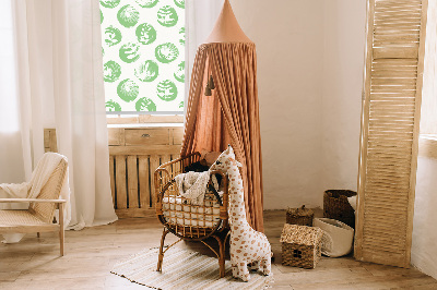 Fabric roller blind Plants reflected on green circles
