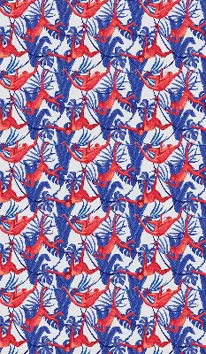 Roller blind for large window red monkeys pattern