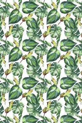 Fabric roller blind with tropical plants pattern