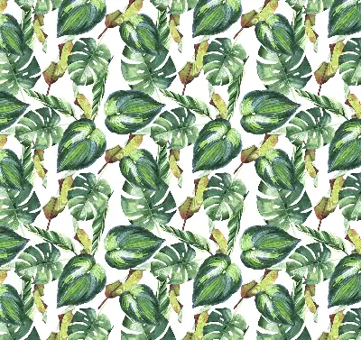 Fabric roller blind with tropical plants pattern