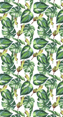 Fabric roller blind with tropical plants pattern