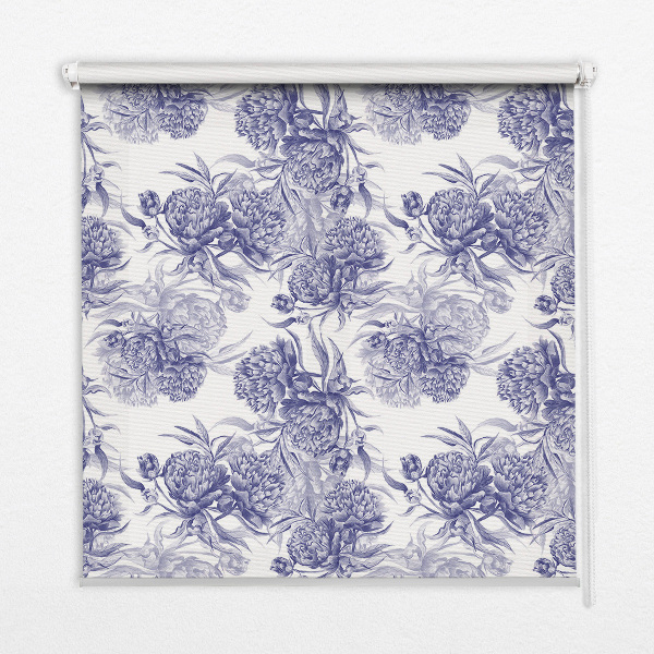Roller blind for large window Blue bouquet
