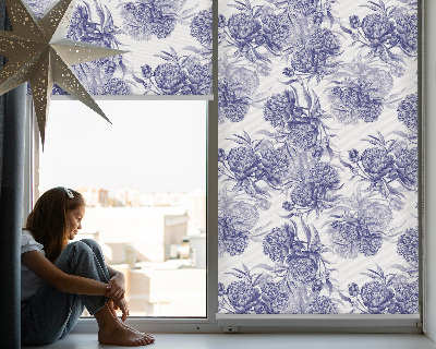 Roller blind for large window Blue bouquet