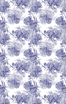 Roller blind for large window blue bouquet pattern