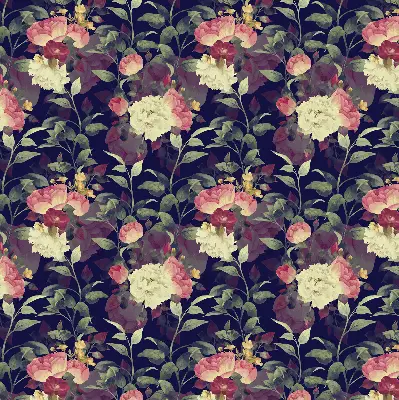 Fabric roller blind with a floral pattern