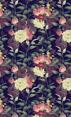 Fabric roller blind with a floral pattern