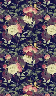 Fabric roller blind with a floral pattern