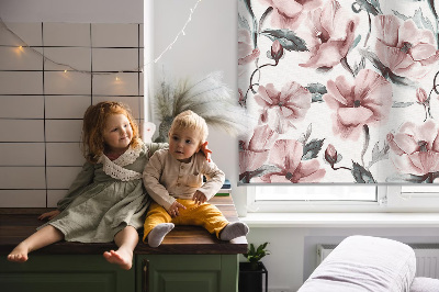 Fabric roller blind Pink flowers