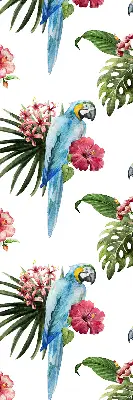 Roller blind for large window with a parrot on flowers print
