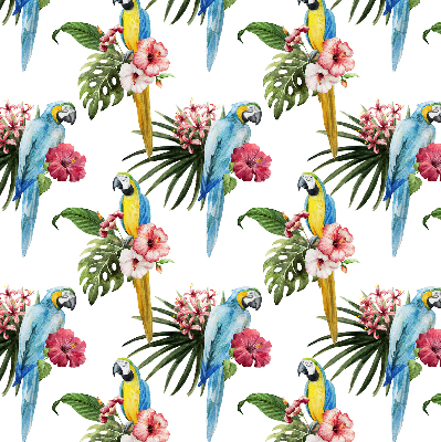 Roller blind for large window Parrot on flowers