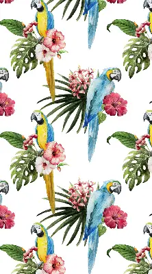 Roller blind for large window with a parrot on flowers print