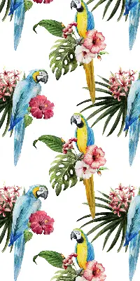 Roller blind for large window with a parrot on flowers print