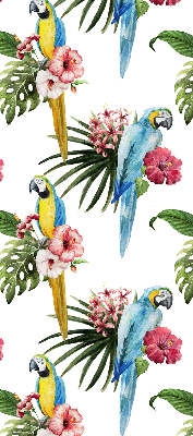 Roller blind for large window Parrot on flowers
