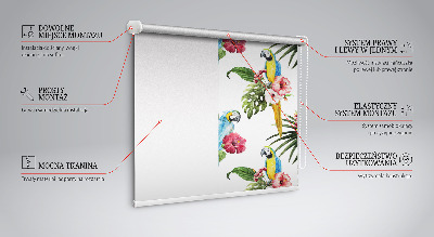 Roller blind for large window Parrot on flowers