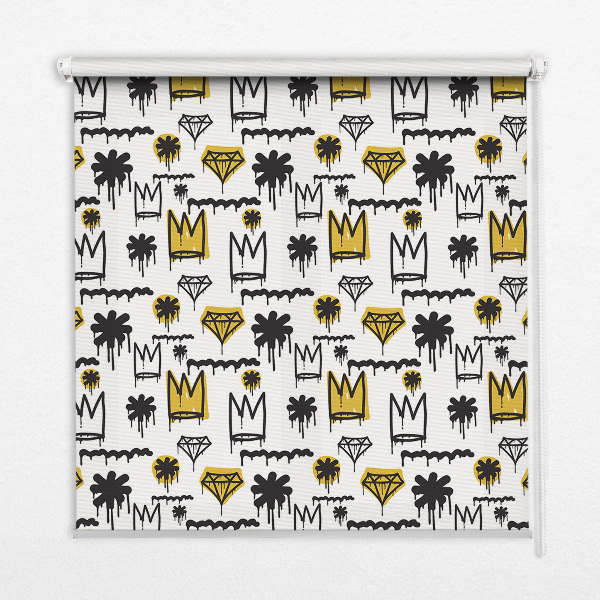 Fabric roller blind Drawn flowers