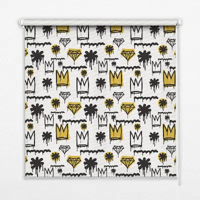 Fabric roller blind drawn flowers pattern