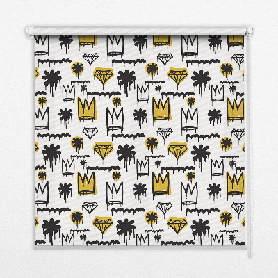 Fabric roller blind Drawn flowers