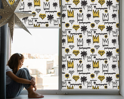 Fabric roller blind Drawn flowers