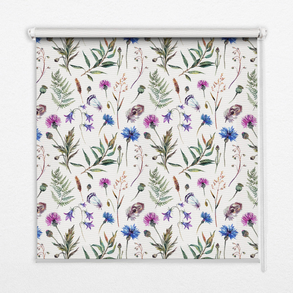 Fabric roller blind with a colorful floral pattern