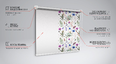 Fabric roller blind with a colorful floral pattern