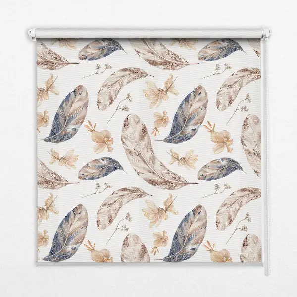 Roller blind for large window with leaves pattern