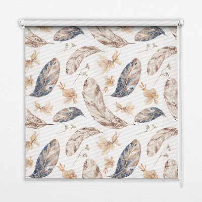 Roller blind for large window with leaves pattern