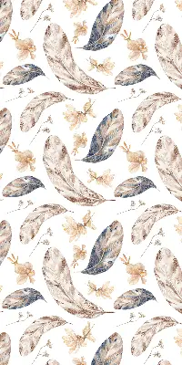 Roller blind for large window with leaves pattern