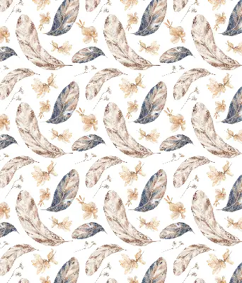 Roller blind for large window with leaves pattern