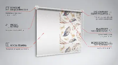 Roller blind for large window with leaves pattern