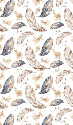 Roller blind for large window with leaves pattern