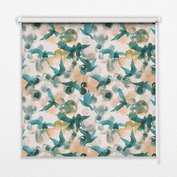 Modern roller blind Birds and colorful spots
