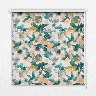 Roller blind modern birds and colorful spots pattern