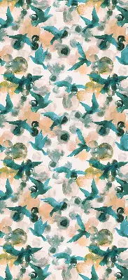 Roller blind modern birds and colorful spots pattern
