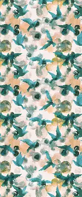 Roller blind modern birds and colorful spots pattern