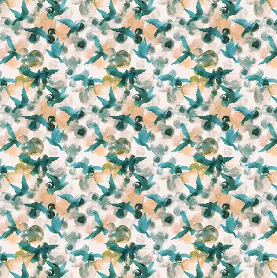 Roller blind modern birds and colorful spots pattern
