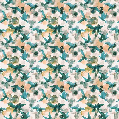Roller blind modern birds and colorful spots pattern