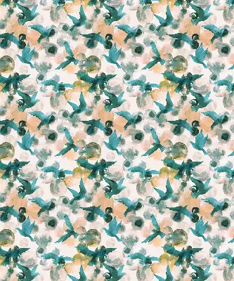 Roller blind modern birds and colorful spots pattern